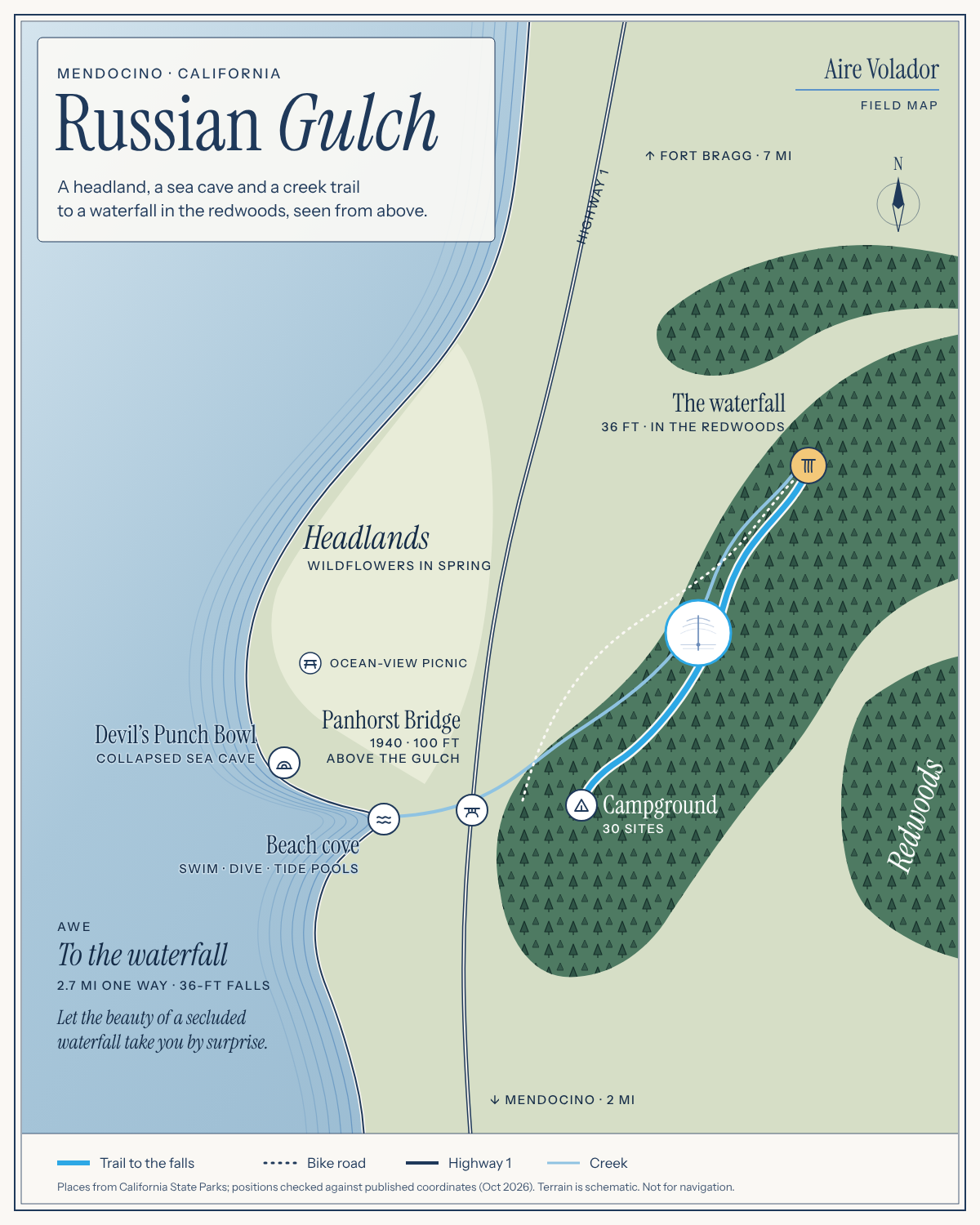 Field map: Russian Gulch State Park