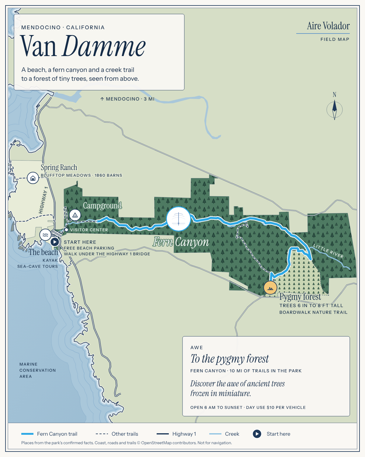 Field map: Van Damme State Park